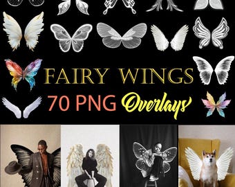 Fairy Wings Collection, Fairy Wing Overlays, Magical Butterfly Wings, Photoshop, Iridescent, Digital Download, wings PNG, Fairy wings Png