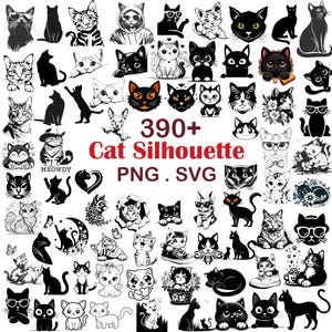 390+ Katzen Silhouette | Katzenkopf & Gesicht SVG | Kätzchen, Cat Cut Files | Katzen-Design | Kitty-Svg-Katzenkopf-SVG-Bundle, Katzen-Clipart PNG