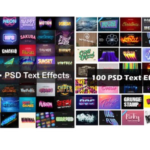 700+ Photoshop Text effects Bundle, Photoshop text effect, neon effect, vintage effects, 3 effects, Text Effects, comic effects, holo effect