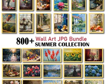 Más de 800 piezas de arte mural de verano, arte mural vintage, impresiones de verano, JPG de verano, impresiones de primavera, pósteres de moda, verano, flores