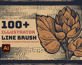 100+ Vector Engraving Brushes, line brushes, illustrator brush, vector brush, vintage illustrations, realistic engraving brushes, artwork
