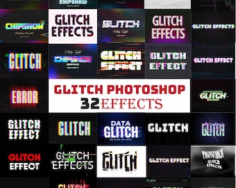 32 Glitch Photoshop Text Effects, Glitch effects, text effects, twitch effects, Photoshop Text Effects, Glitch Background