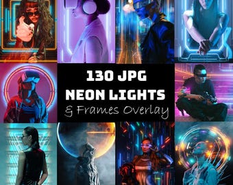 Neon Frame Overlays JPG , Neon Lights Overlays, Neon overlay, neon backdrops, neon lights, Glowing circle ,glowing lights, Glowing frames,