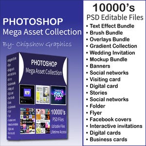 Paquete Mega Asset Photoshop Activos premium para diseñadores gráficos Mega paquete Acciones Pinceles Maquetas Plantillas Formas DESCARGA INSTANTÁNEA