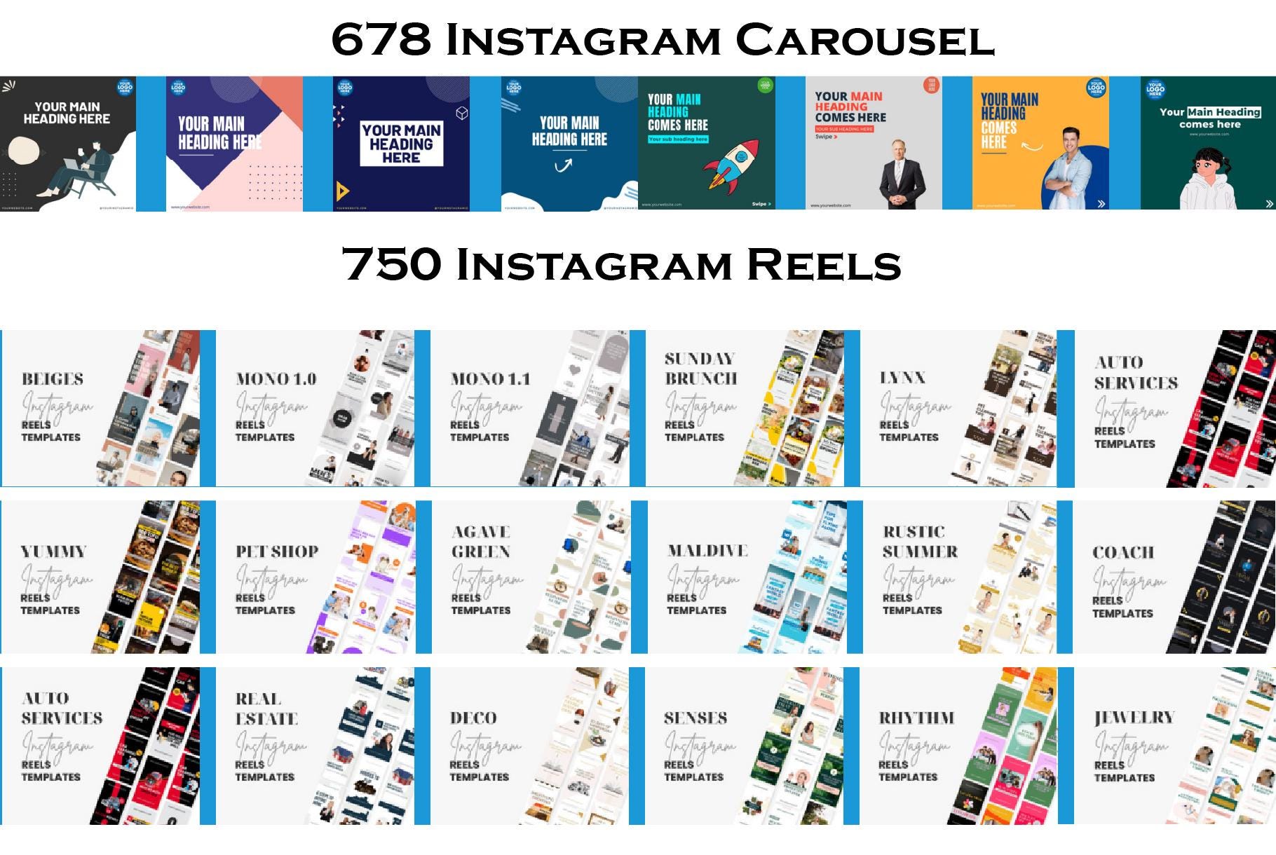 9000+ Social Media Canva Template Bundle, Canva Instagram Templates ...