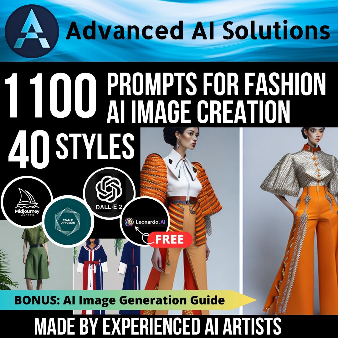 1100 Fashion Prompts for AI Image Creation Dall-e Creative - Etsy