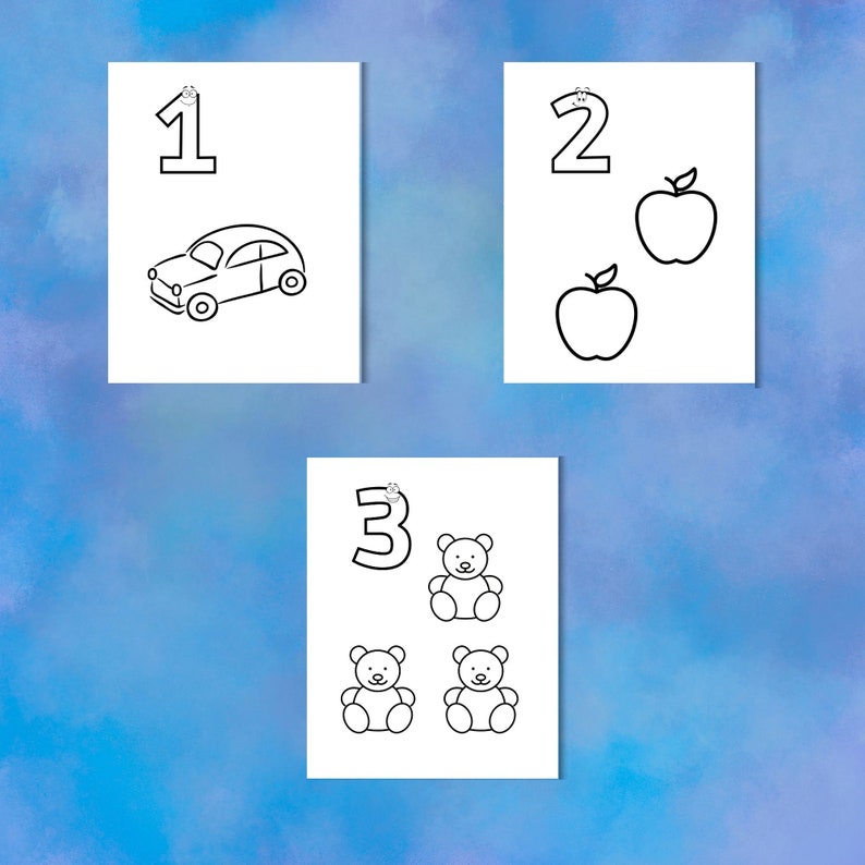 1 10 Numbers Printable Coloring Page Worksheets for Preschool, Learn