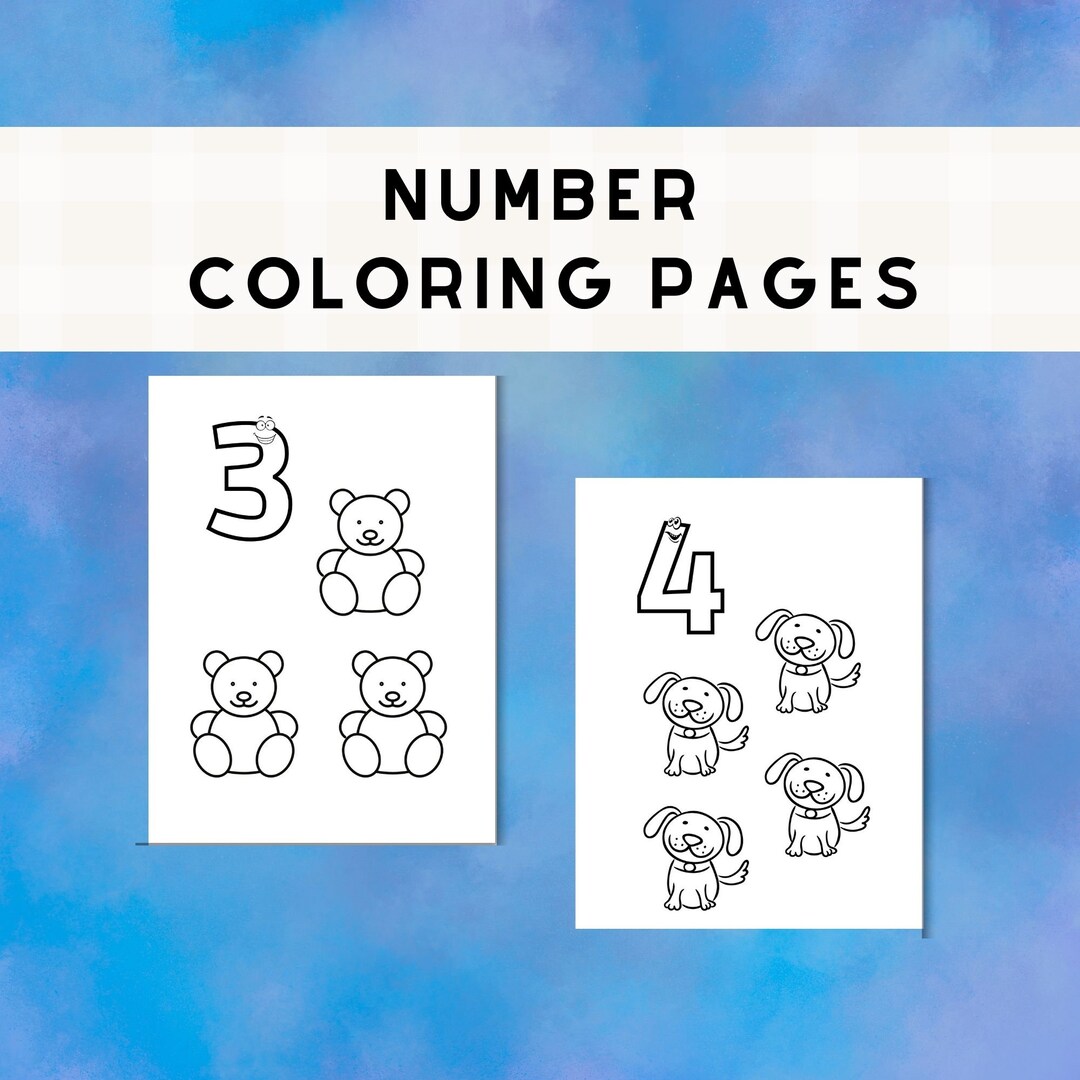 1 10 Numbers Printable Coloring Page Worksheets for Preschool, Learn