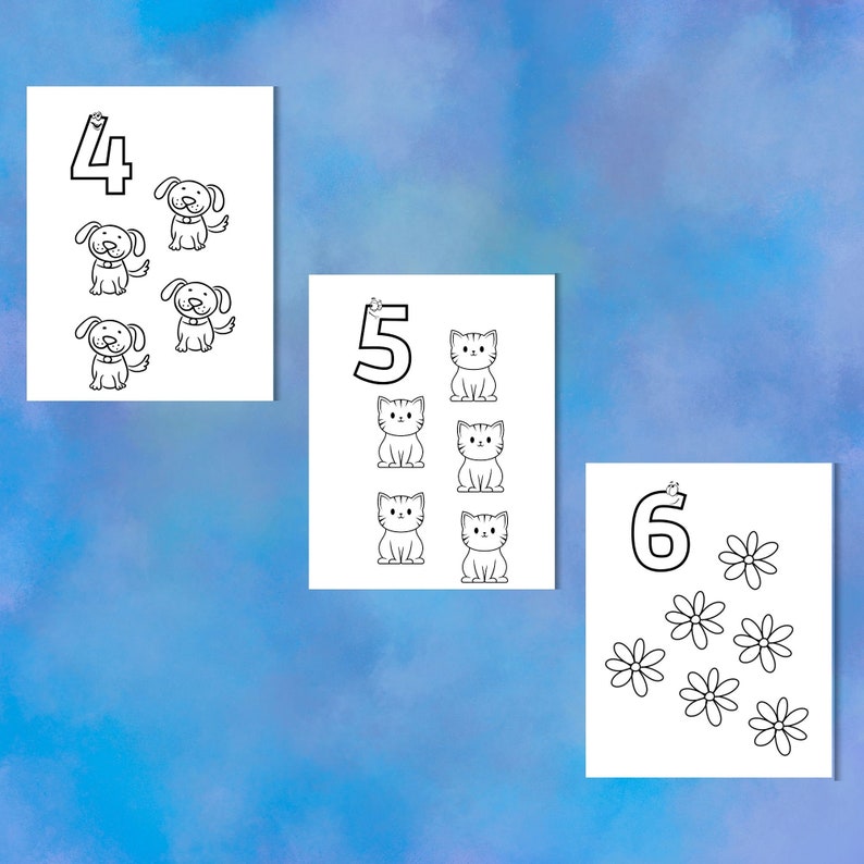 1 10 Numbers Printable Coloring Page Worksheets for Preschool, Learn