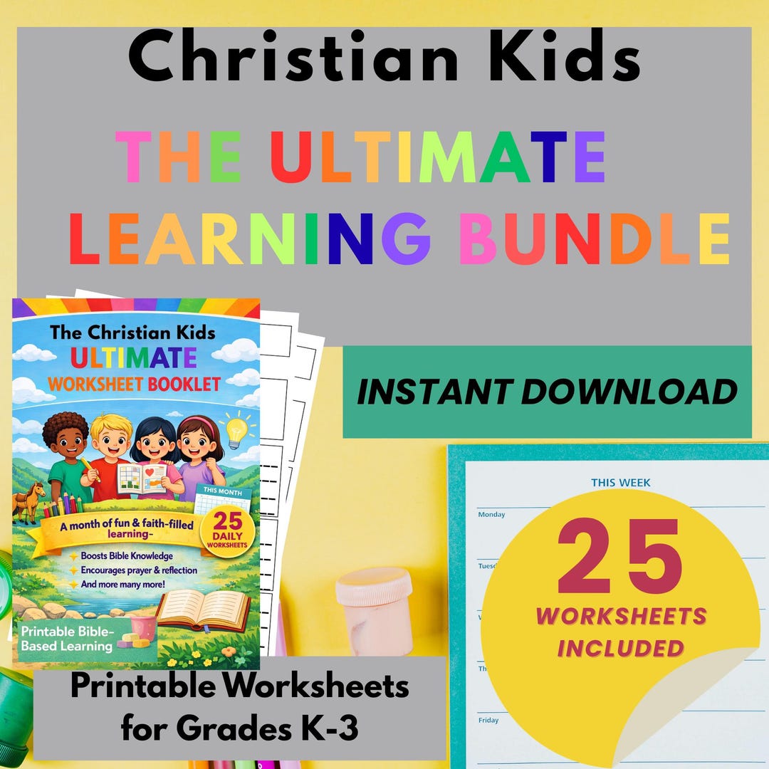 Christian Kids Ultimate Learning Bundle, Bible Worksheets, Faith ...