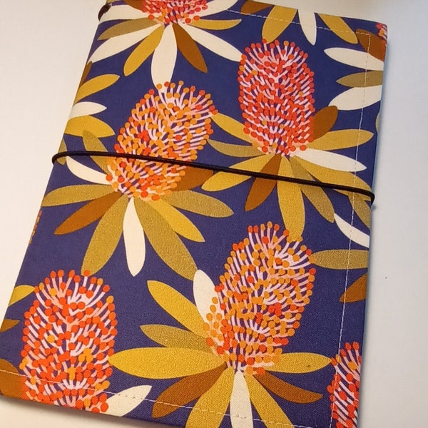 Australian themed Travellers Notebook styled journal,  Jocelyn Proust designed fabric , A5, reuseable.