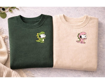 Sudadera bordada con la divertida pareja de Snoopy, sudadera con capucha a juego para parejas de Peanuts Cartoon, productos personalizados de dibujos animados.