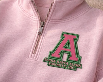 Sudadera Alpha Kappa Alpha AKA con cremallera hasta el cuello, estilo vintage de 1908, color rosa y verde con estampado de hojas de hiedra, ropa de fraternidad, regalo para el Día de la Madre.
