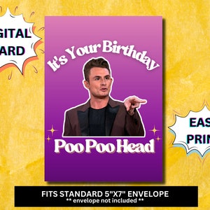 Druckbare Geburtstagskarte | Poo Poo Kopf James | Lustige Karte | Pumpregeln | Alles Gute zum Geburtstag | PDF Datei | Druck | Vanderpump