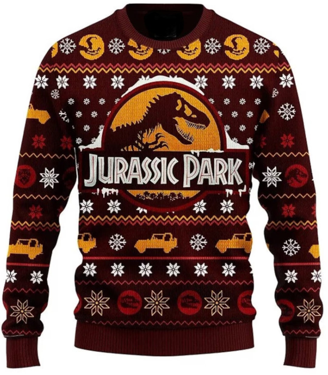 Jurassic Park Ugly Christmas Sweater Xmas Sweater Christmas Etsy
