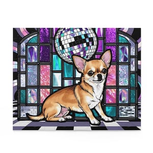 Chihuahua Puzzle - 120, 252, 500 piece puzzle, stained glass puzzle, chihuahua gift, disco puzzle, gift for chihuahua owner,  dog puzzle