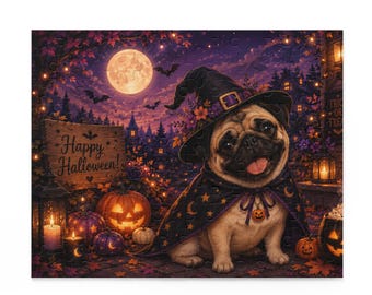 Pug Halloween Puzzle | 120-500 Piece Jigsaw, Pug Halloween Gift, Pug Lover Gift, Gift for Pug Owner, Dog Halloween Puzzle, Halloween gift