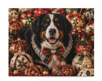 Bernese Mountain Dog Christmas Puzzle, Berner Gift, Christmas Gift for Bernese Mountain Dog Owner, Christmas Dog Puzzle, Xmas Gift
