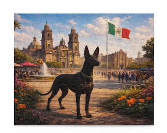 Xoloitzcuintli Dog Puzzle, Xolo in Mexico City Puzzle, Gift for Xolo Lover, Xoloitzcuintli Gift, Dog Puzzle, Mexico Puzzle, Dog Mom Gift