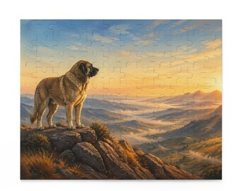 Spanish Mastiff Dog Puzzle | Scenic Sunset Landscape Jigsaw, Spanish Mastiff Gift, Dog Puzzle, Gift for Spanish Mastiff Owner