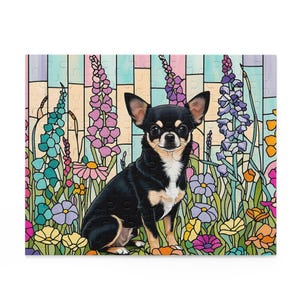 Chihuahua Puzzle - 120, 252, 500-Piece, Stained Glass Puzzle, Chihuahua gift, gift for chihuahua lover, dog puzzle, fun dog activity