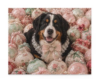 Bernese Mountain Dog Christmas Puzzle, Berner Gift, Christmas Gift for Bernese Mountain Dog Owner, Christmas Dog Puzzle, Xmas Gift