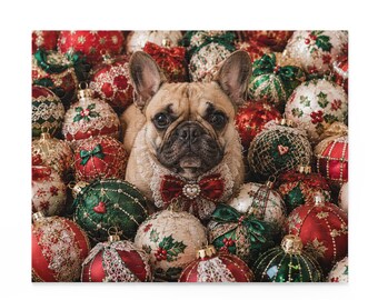 French Bulldog Christmas Puzzle, Frenchie Christmas Puzzle, Frenchie Gift, Gift for Frenchie Lover, Christmas Dog Puzzle