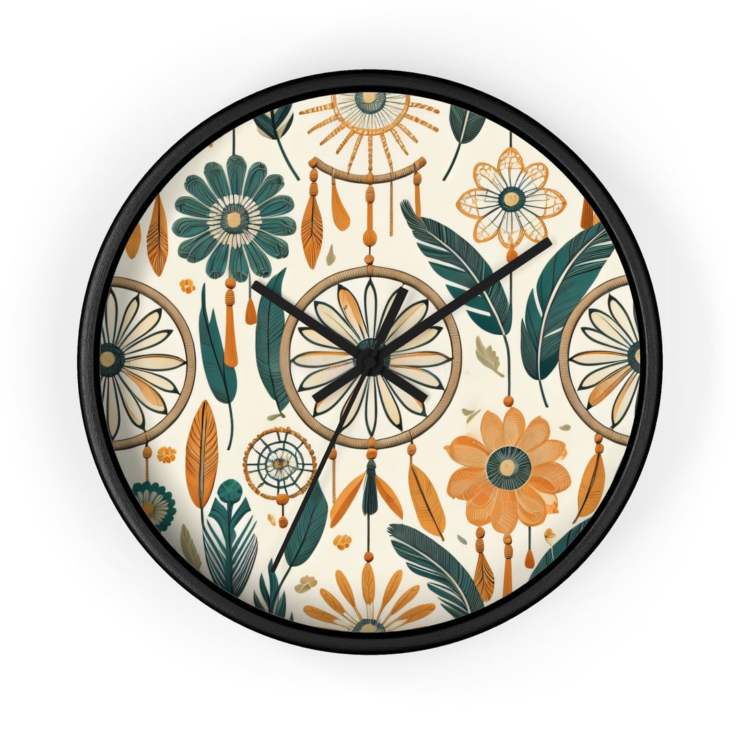 Boho Design Wall Clock Boho Wall Decor Dream Catcher Wall Etsy