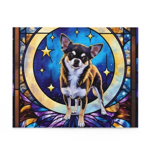 Chihuahua Puzzle, 120-Piece Puzzle, Stained Glass Puzzle, Celestial Dog Lover Gift, Gift for Chihuahua lover, Animal Puzzle, Chihuahua gift
