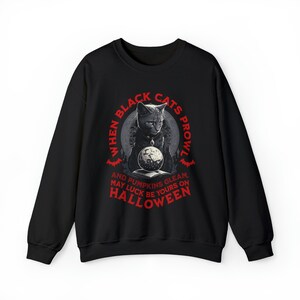 Halloween Black Cat Sweater, Halloween Sweater, Halloween Gift for Her, Spooky Season Shirt,  Crewneck Sweatshirt