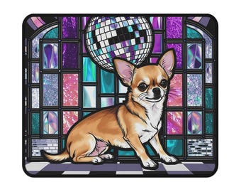 Chihuahua Mouse pad, Chihuahua office decor, stained glassed dog mouse pad, gift for chihuahua lover, chihuahua home decor