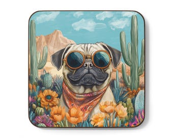 Sottobicchiere a forma di carlino, decorazione per la casa a forma di carlino, regalo per gli amanti dei carlini, regalo a forma di carlino, decorazione per la casa in stile boho western, regalo a forma di carlino western, regalo per chi ha un carlino