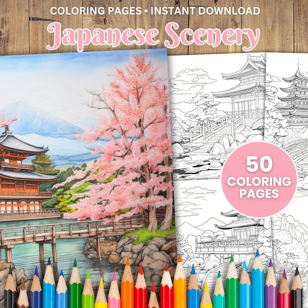 Japanese Nature Coloring Book - Etsy UK