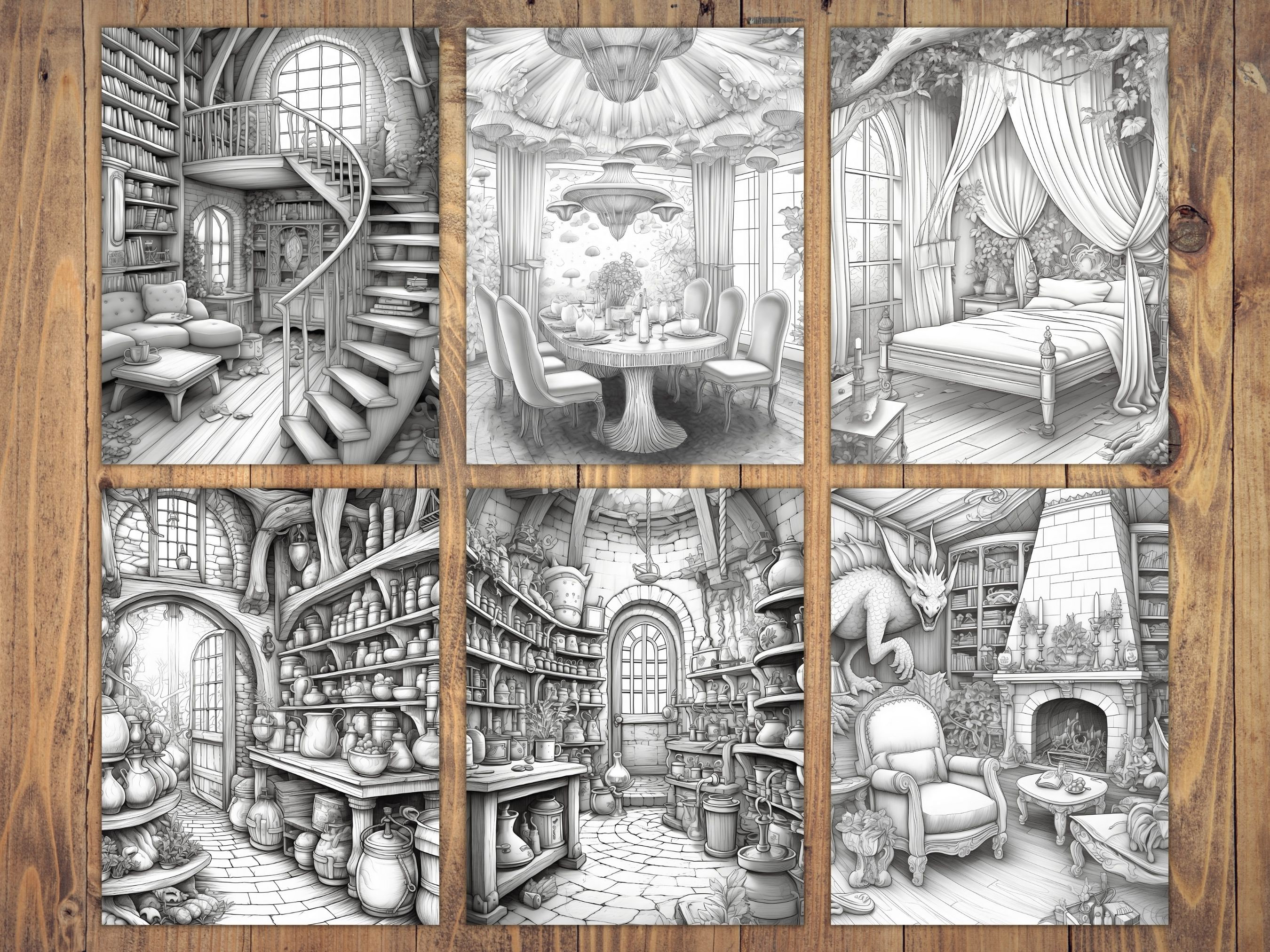 30 Printable Fantasy House Interior Coloring Pages Fantasy - Etsy