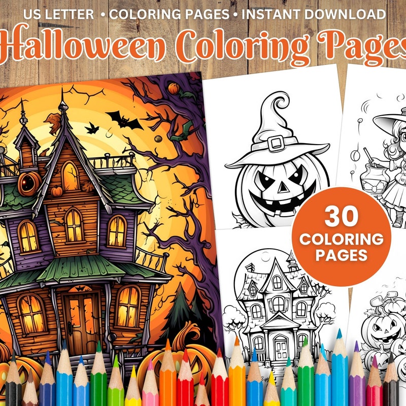 Halloween Coloring Pages - Etsy