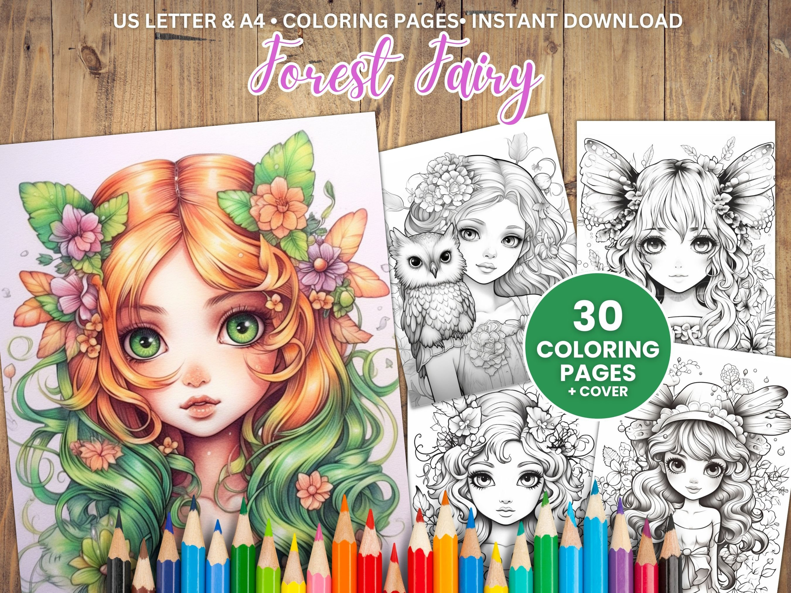 Anime Retro Girls Coloring Book 70 Page Manga Fantasy Anime Coloring Pages  for Adults & Children, Instant Download, Printable PDF 