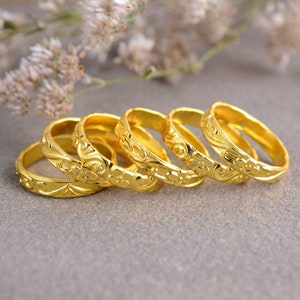 Hammered Gold Stack Ring, Hammered thin ring, Gold Hammered Ring, Simple Gold Ring, Dainty Rings Set, Brass Rings For Women, Gift For her