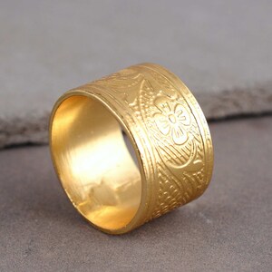 Handmade Ring, Wide Band Ring, Designer Band Ring, Thumb Ring, Unisex Band, Gold Band, Unique Band Ring, Gift For Women, Couple Band Ring