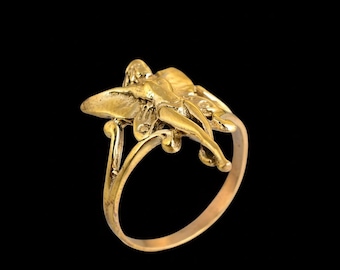Handmade Brass Fairy Ring - Boho Gold Tone Angel Ring