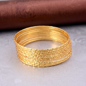 Set Of 14 Bangles, Stacking Bangles, 18k Gold Filled Bangles, Indian Jewelry, Bridesmaid gift ideas, gold bracelet
