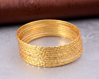Set of 14 Gold Filled Bangles, Indian Stacking Bracelets
