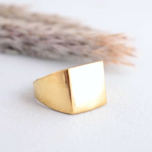 Handmade Ring, Unique Ring, Gift For Her, Statement Ring, Signet Square Ring, Men Signet Ring, Women Signet Ring, personalized Signet Ring,