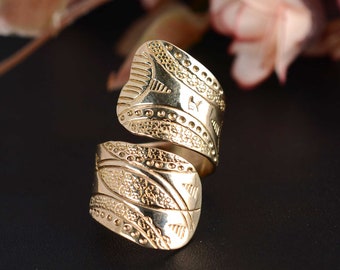 Handcrafted Brass Adjustable Ring, Boho Statement Jewelry