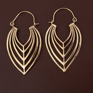 Brass Earrings, Hoop Earrings, Geometric Earrings, Statement Earrings, Modern Earrings, Unique Design, Large  Earrings, Handmade Earrings