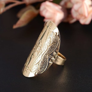 Unique Ring, Bohemian Ring, Adjustable Large Rings, Gold Statement Rings, Boho Style Big Rings, Chunky Ring, Extra Large Ring, Big Ring