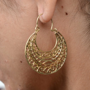 Gold Mandala Hoop Earrings,Brass Earing, Beautiful Earing, Statement Ring, Brass Mandala  Earing, Hoop Wedding Earing, Gift For Her