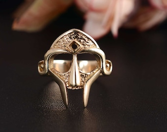 Bague masque fabriquée à la main en laiton, style chevalière gothique, cadeau pour lui