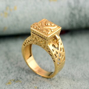 Handmade Ring, Box Ring, Secret Box, Poison Ring, Pill Box Ring, Unique Ring, Boho Ring, Gift For Her, Vintage Ring, Statement Ring,