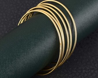 14K Gold Waterproof Bangle: Thin Tarnish-Free Stacking Bangle