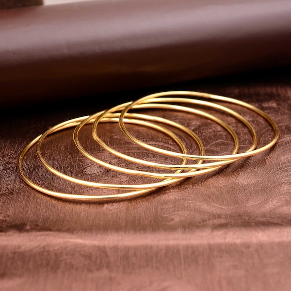 18K Gold Filled Bangles, Thin Stacking Bracelets
